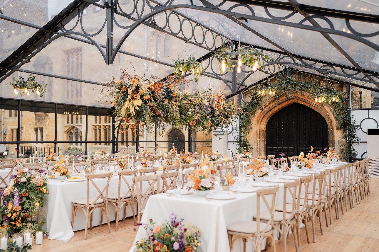 Sudeley Castle & Gardens orangery set up for wedding